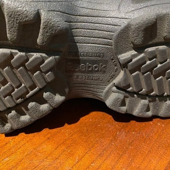 WOMEN'S REEBOK BLACK ATHLETIC LEATHER OXFORD SOFT TOE SHOE USPS CERTIFIED SIZE 8 - Picture 8 of 11